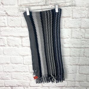 Missoni Jacquard Wool Blue Black Scarf New!